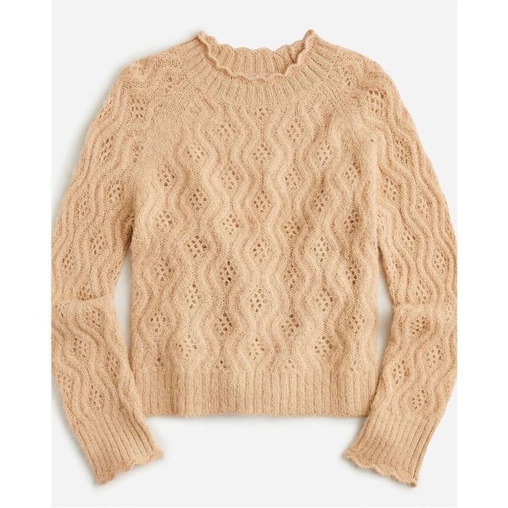 J. Crew Pointelle Alpaca Blend Sweater‎ Tan  XS